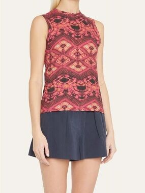 Ulla Johnson Pink Multi Geometric Sleeveless Cotton Tank